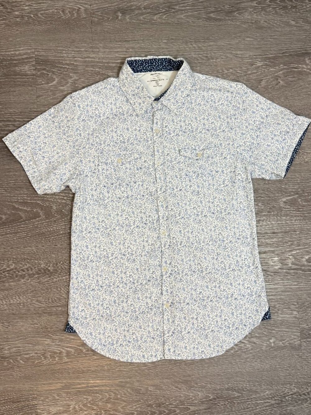 Paper Denim & Cloth Advanced Stretch Floral Shirt - White/Blue Size L